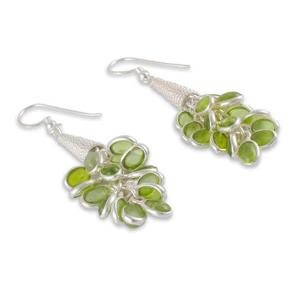 Peridot & Sterling Silver Cluster Earrings
