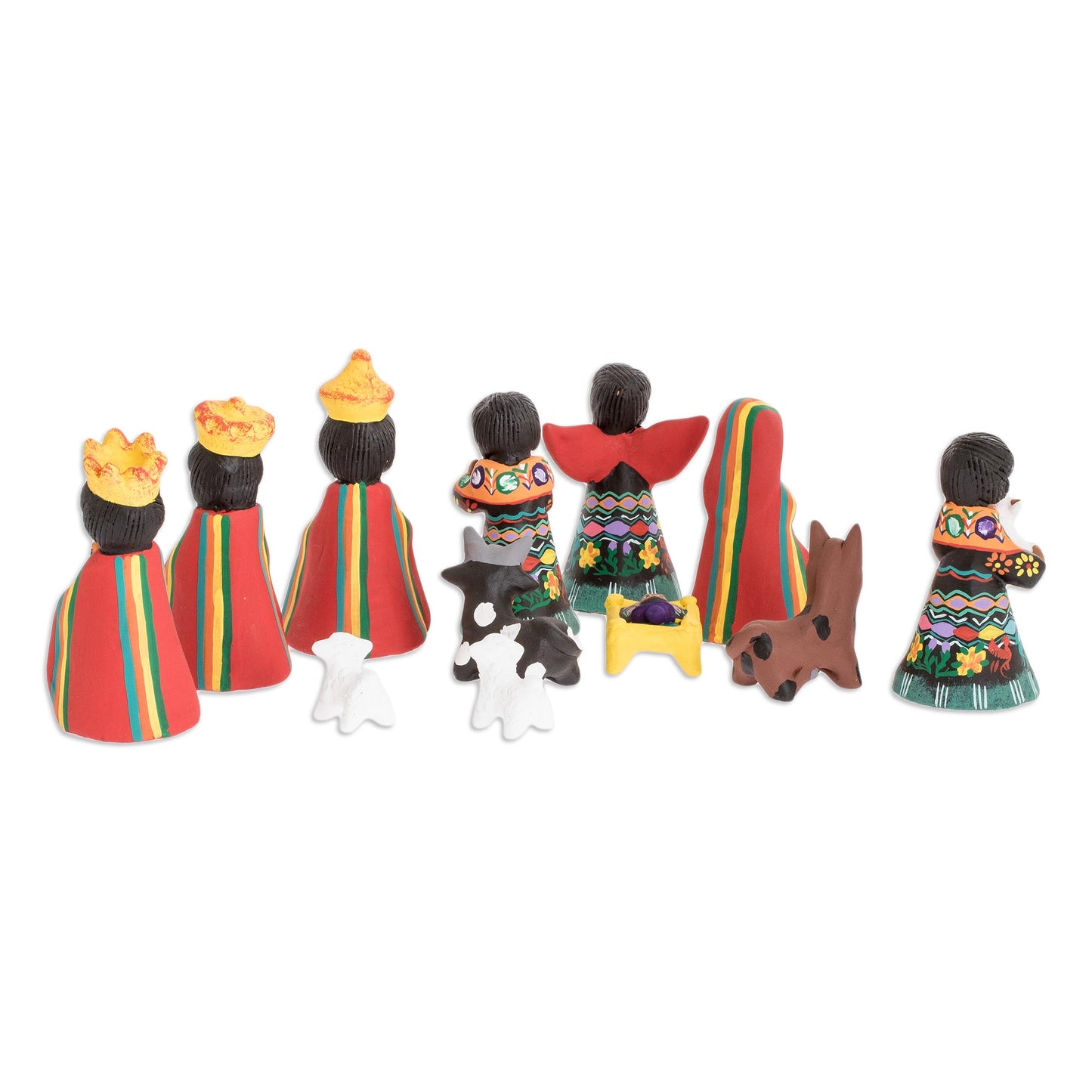 Totonicapan Unique Nativity Scene Ceramic Sculpture (Set of 12)