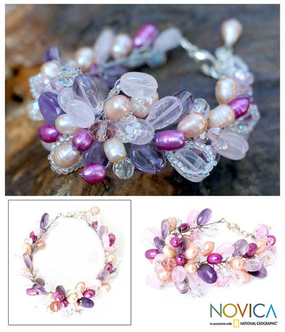 Lavender Romance Pearl Beaded Bracelet