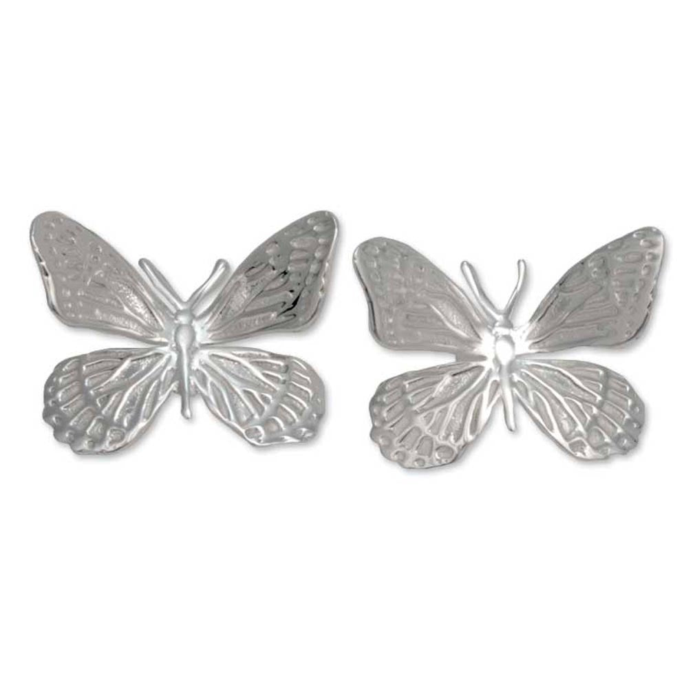 Monarch Butterfly Sterling Silver Button Earrings