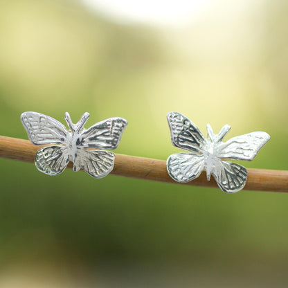 Monarch Butterfly Sterling Silver Post Earrings