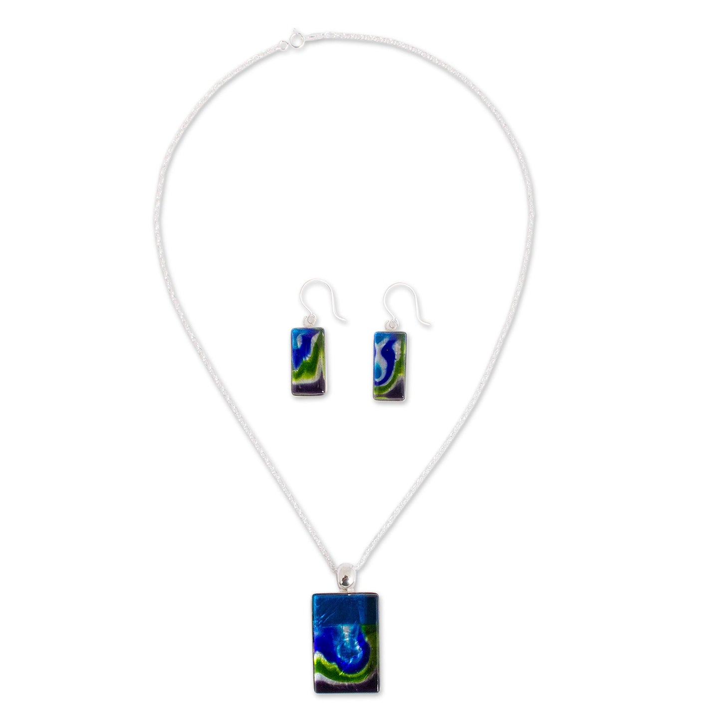 Marine Inspiration Silver & Glass Jewelry Set