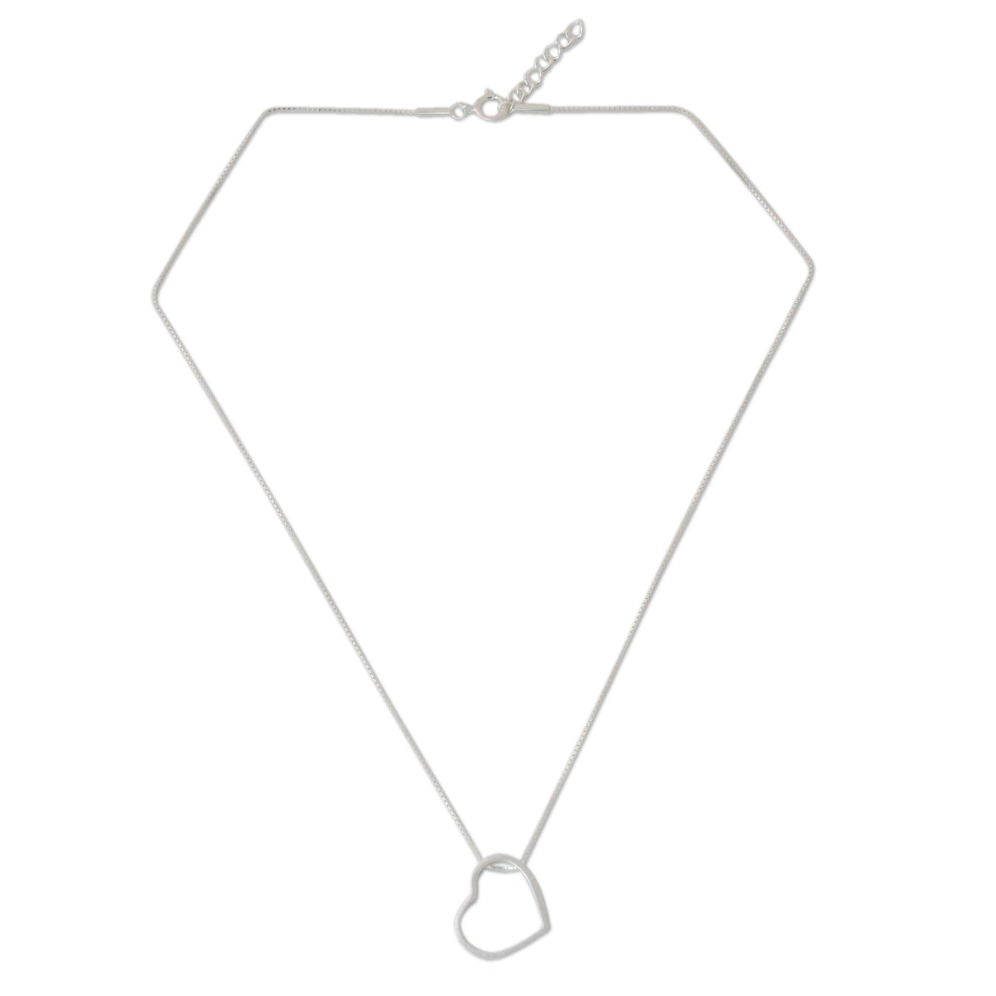 Modern Heart Sterling Silver Necklace