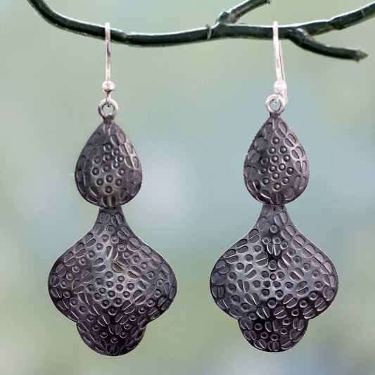 Forest Shadow Dark Sterling Silver Dangle Earrings from India