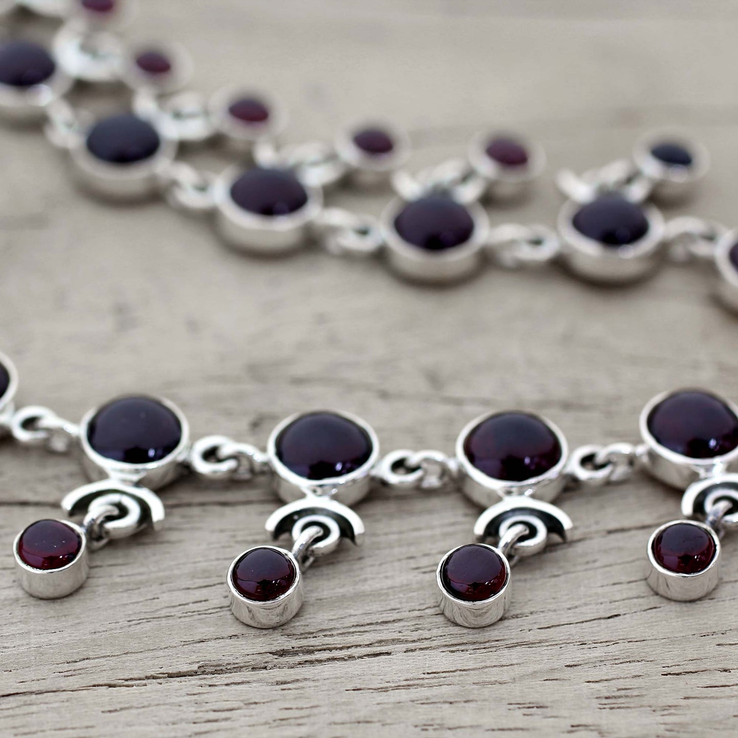 Gratitude Garnet India Necklace Artisan Crafted with Silver