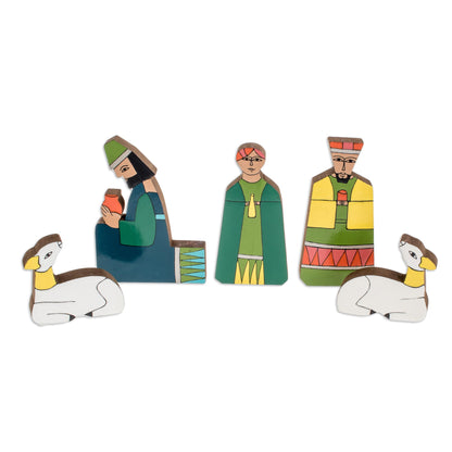 God's Gift Pinewood nativity scene (11 Pieces)