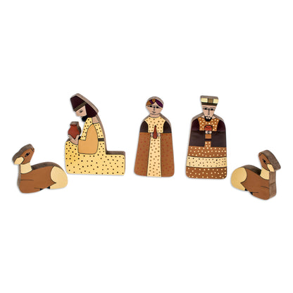 Christmas Gift Christianity Wood Nativity Scene Sculpture (11 Pieces)