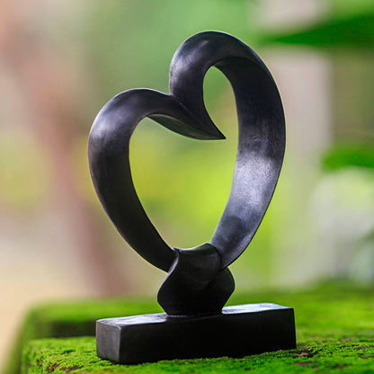 Bonds of the Heart Romantic Wood Sculpture from Indonesia