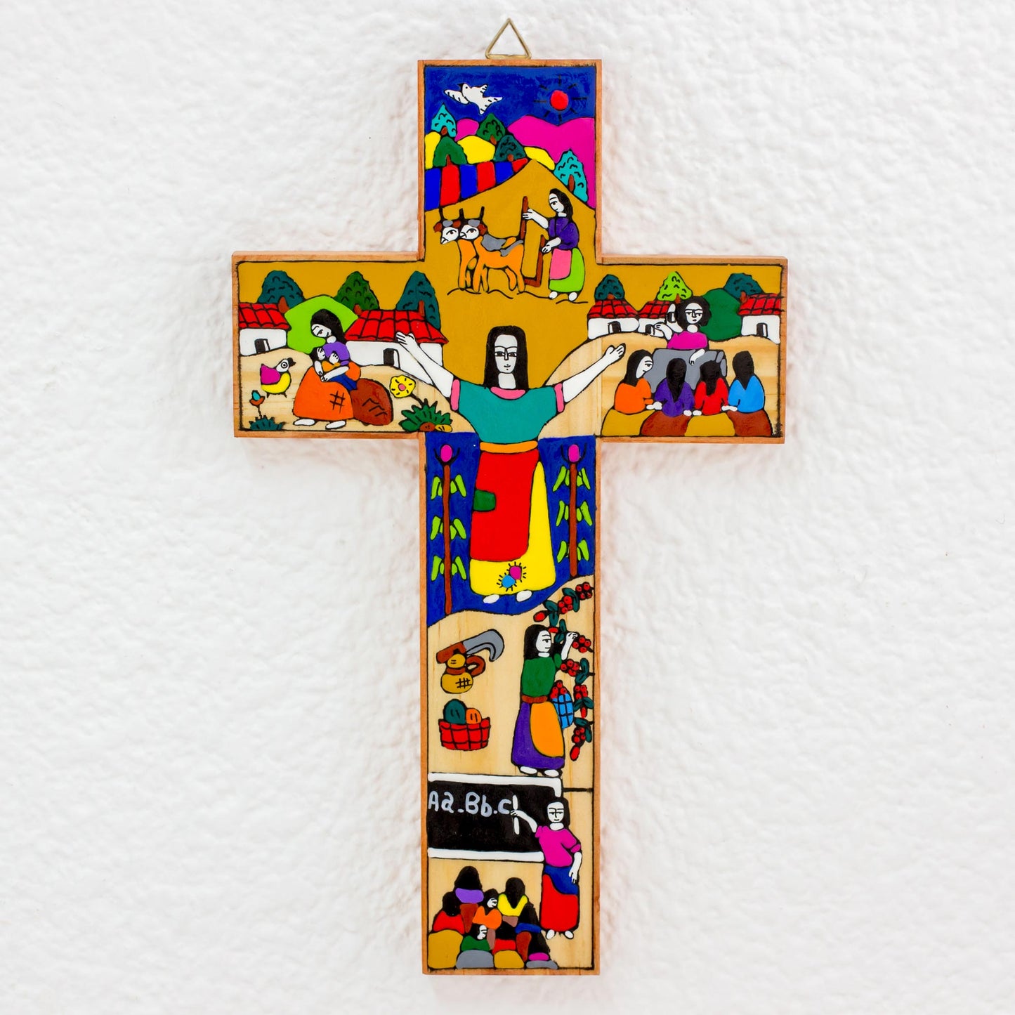 Country Woman Religious Wood Wall Cross