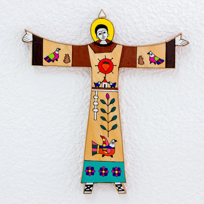 Saint Francis Religious Pinewood Wall Art