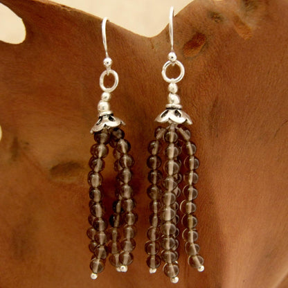 Whisper Sterling Silver and Smoky Quartz Earrings from India