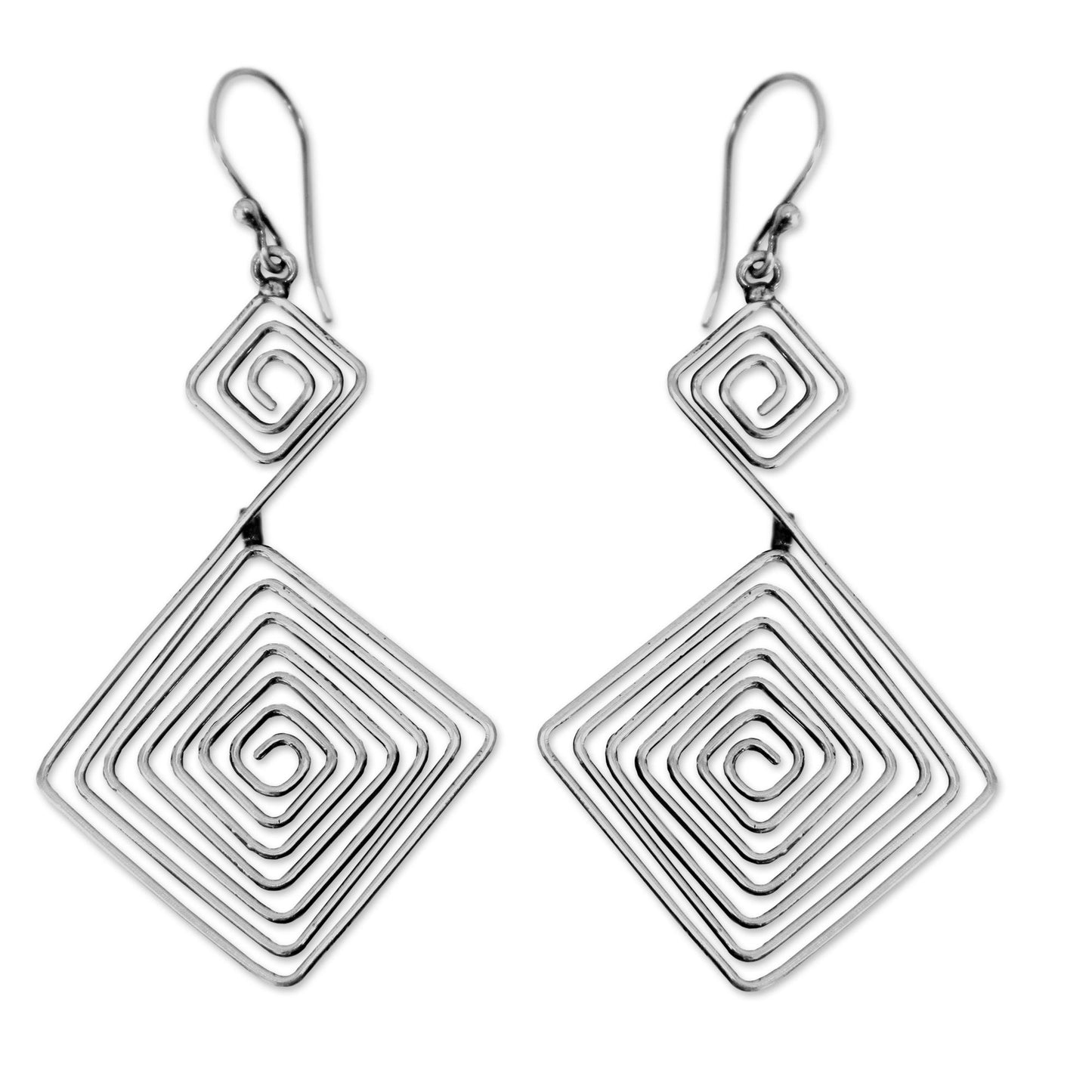 Diamond Path Modern Sterling Silver Dangle Earrings