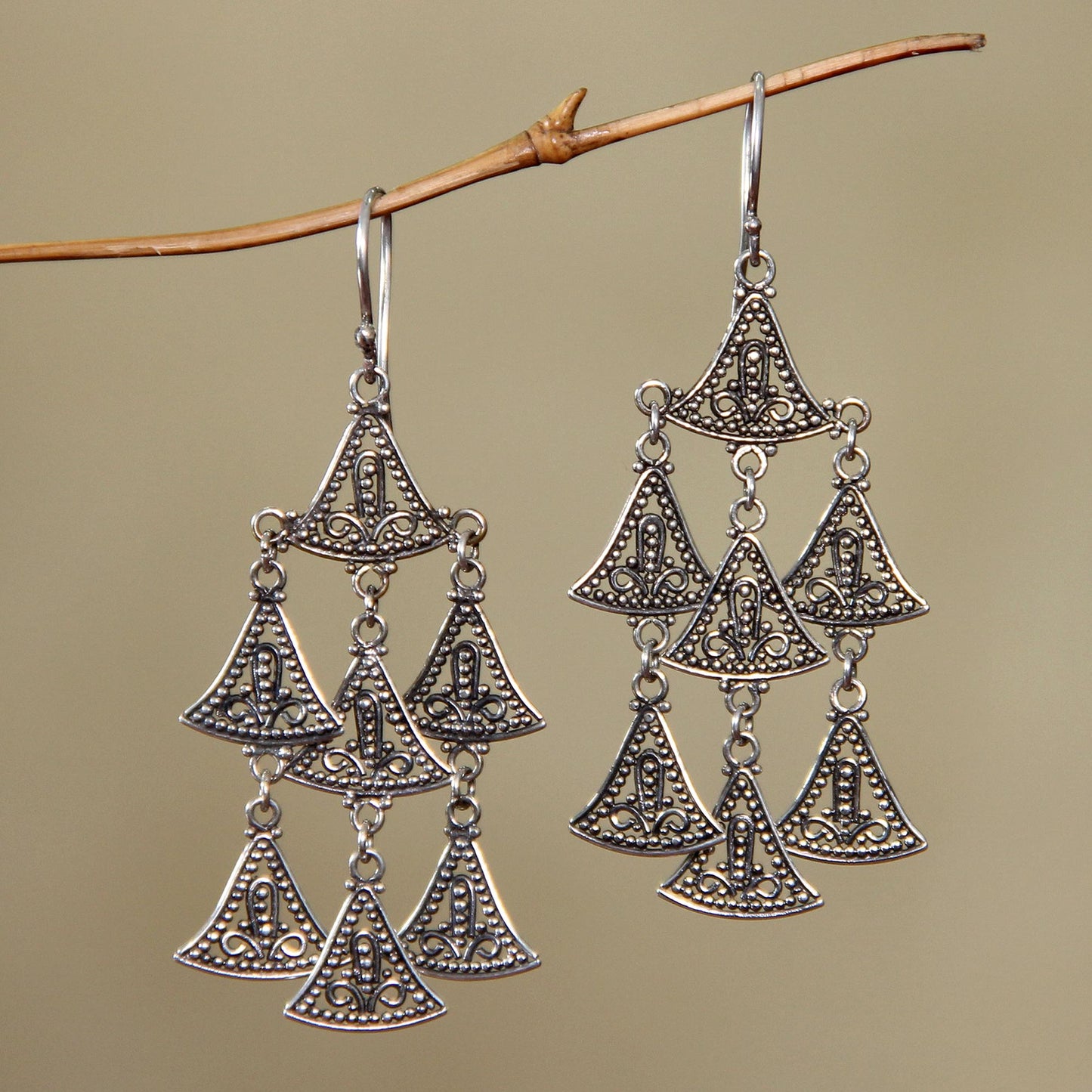 Java Belle Handmade Sterling Silver Chandelier Earrings