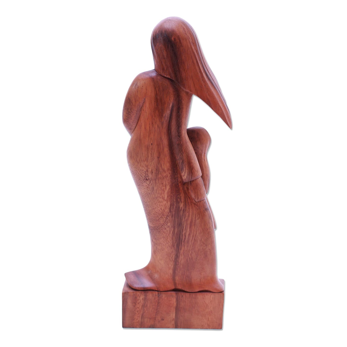 Mother and Daughter Artisan Crafted Wood Family Sculpture