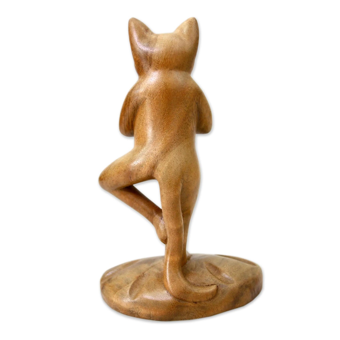 Tree Pose Yoga Cat Original Wood Statuette