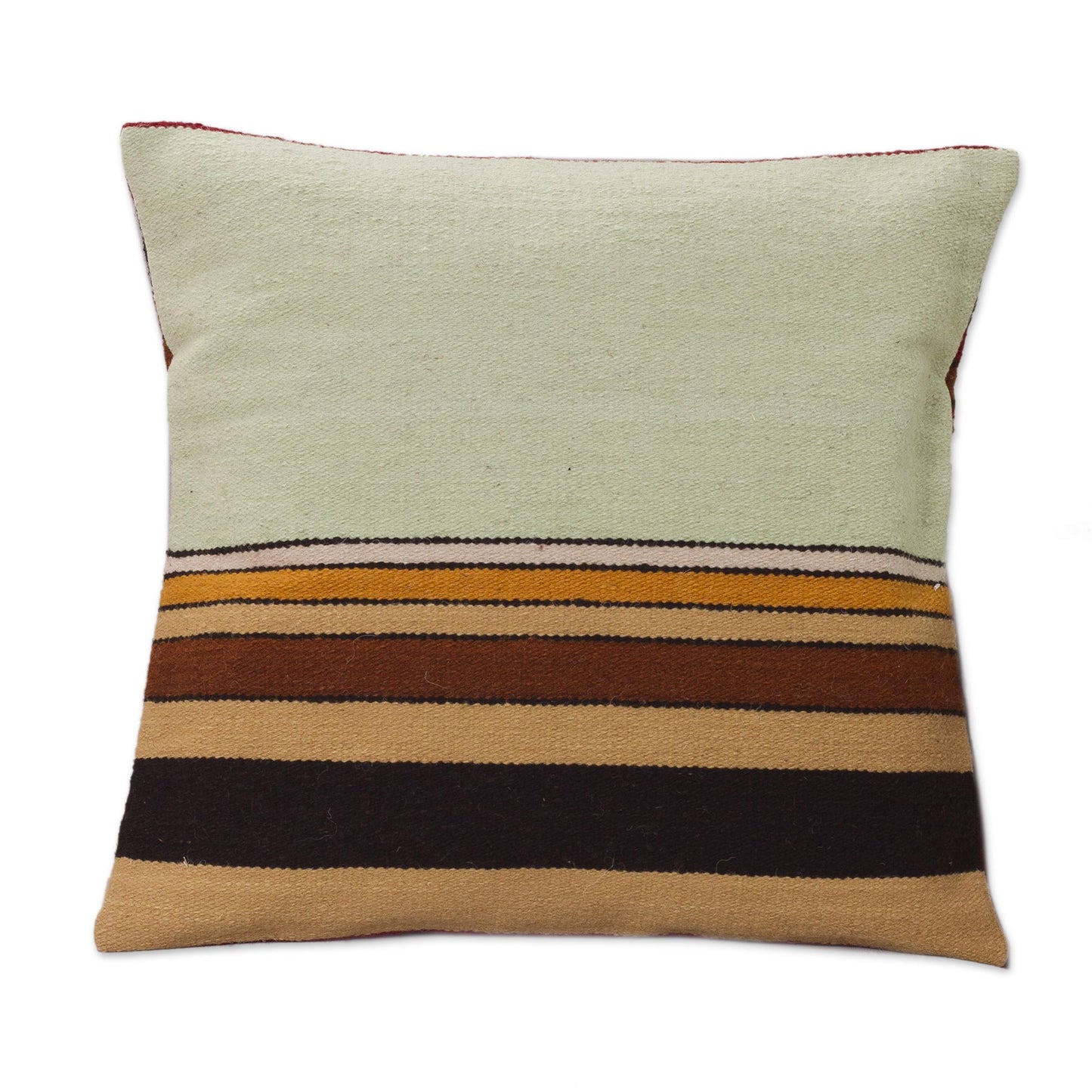 Parallel Contrasts Geometric Wool Striped Green Cushion Cover from Peru