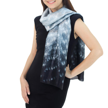 Mottled Black Tie Dye Scarf