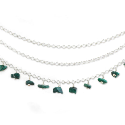 Talakona Majesty Sterling Silver and Malachite Waterfall Necklace