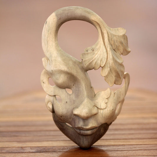 Shy Maiden Decorative Wood Mask