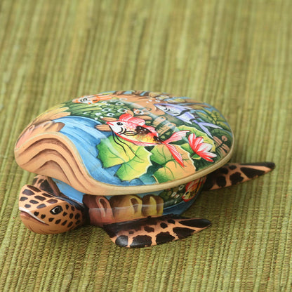 NOVICA - Petite Sea Turtle Jewelry Box