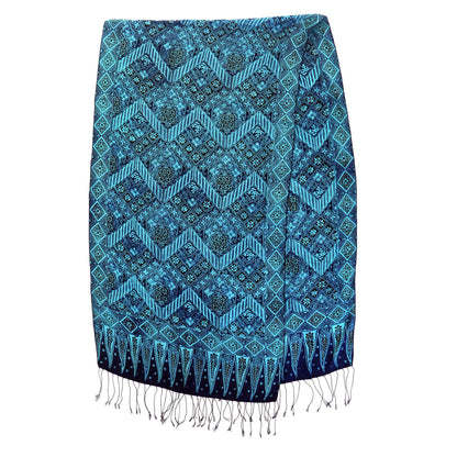 Javanese Kingdom Blue Silk Batik Shawl