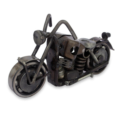 Rustic Standard Motorbike Handcrafted Rustic Sculpture of Recycled Auto Parts