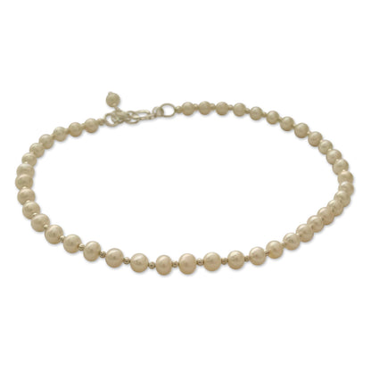 Moon Dew Sterling Silver Pearl Anklet