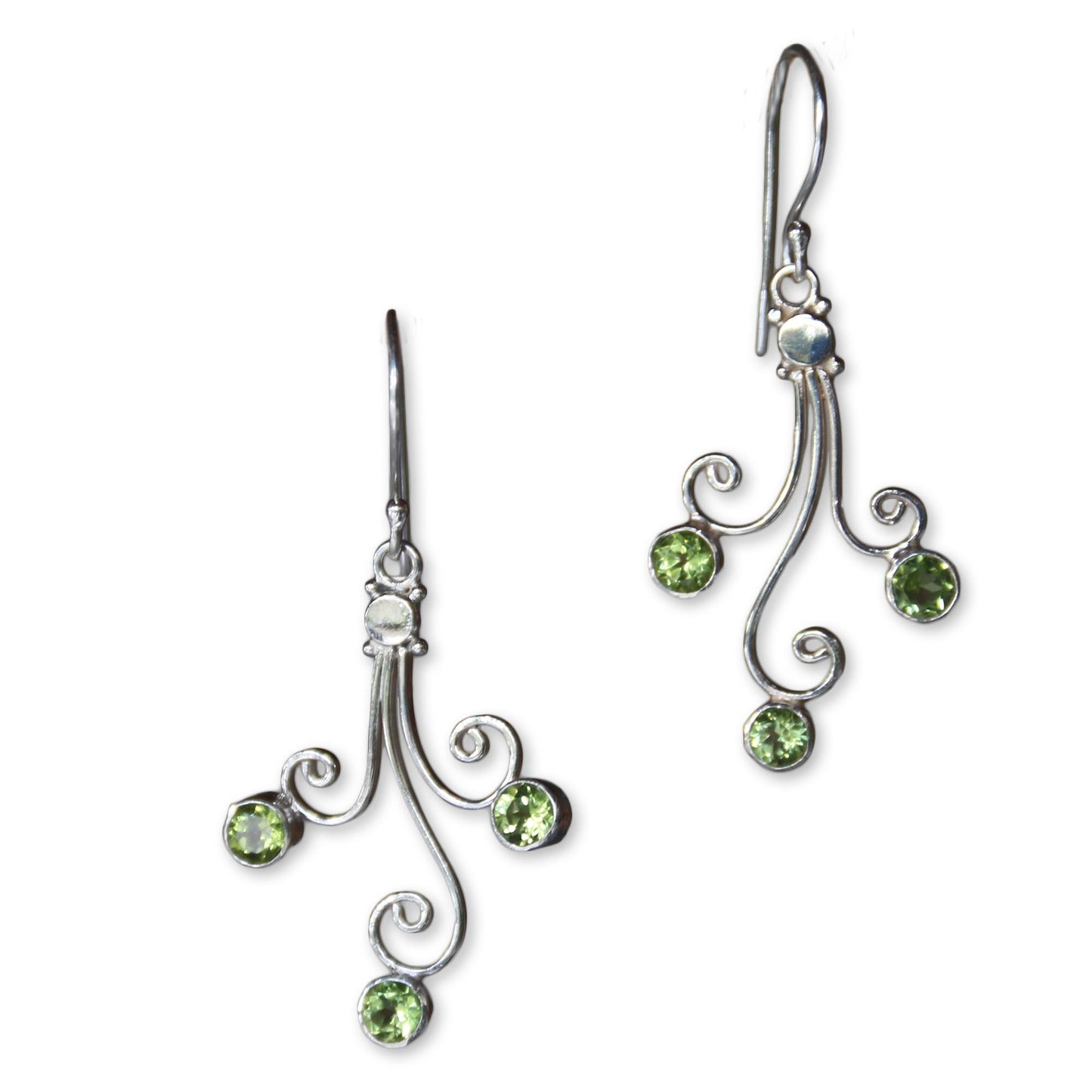 Lime Trio Sterling Silver and Peridot Dangle Earrings