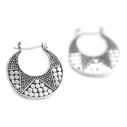 Crescent Sterling Silver Hoop Earrings