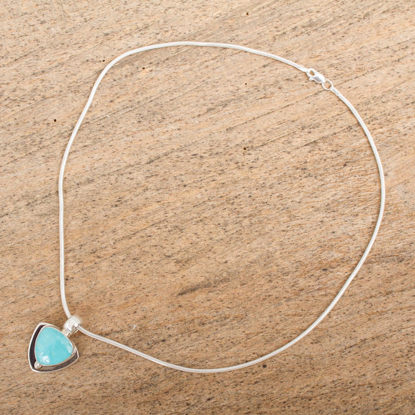 Pyramid of Friendship Modern Sterling Silver and Natural Turquoise Necklace