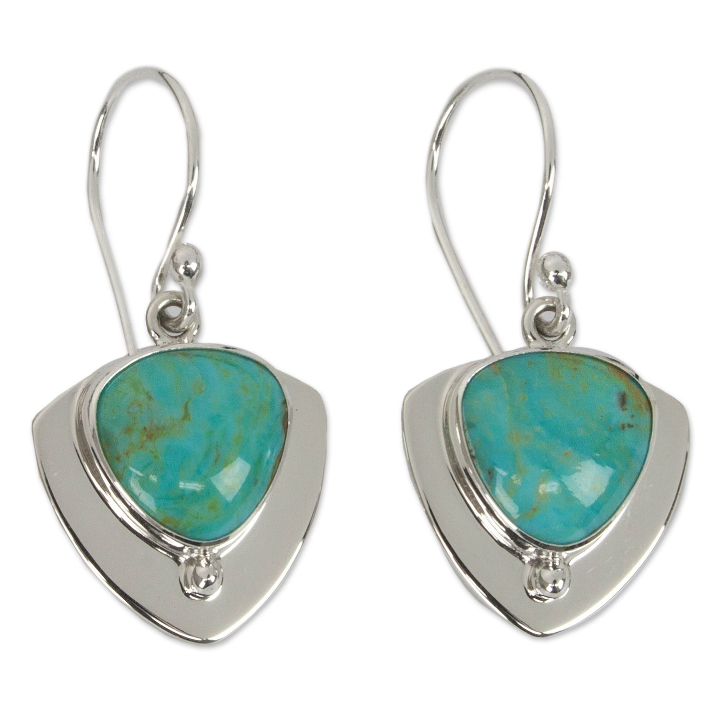 Pyramids of Friendship Unique Taxco Silver Turquoise Earrings