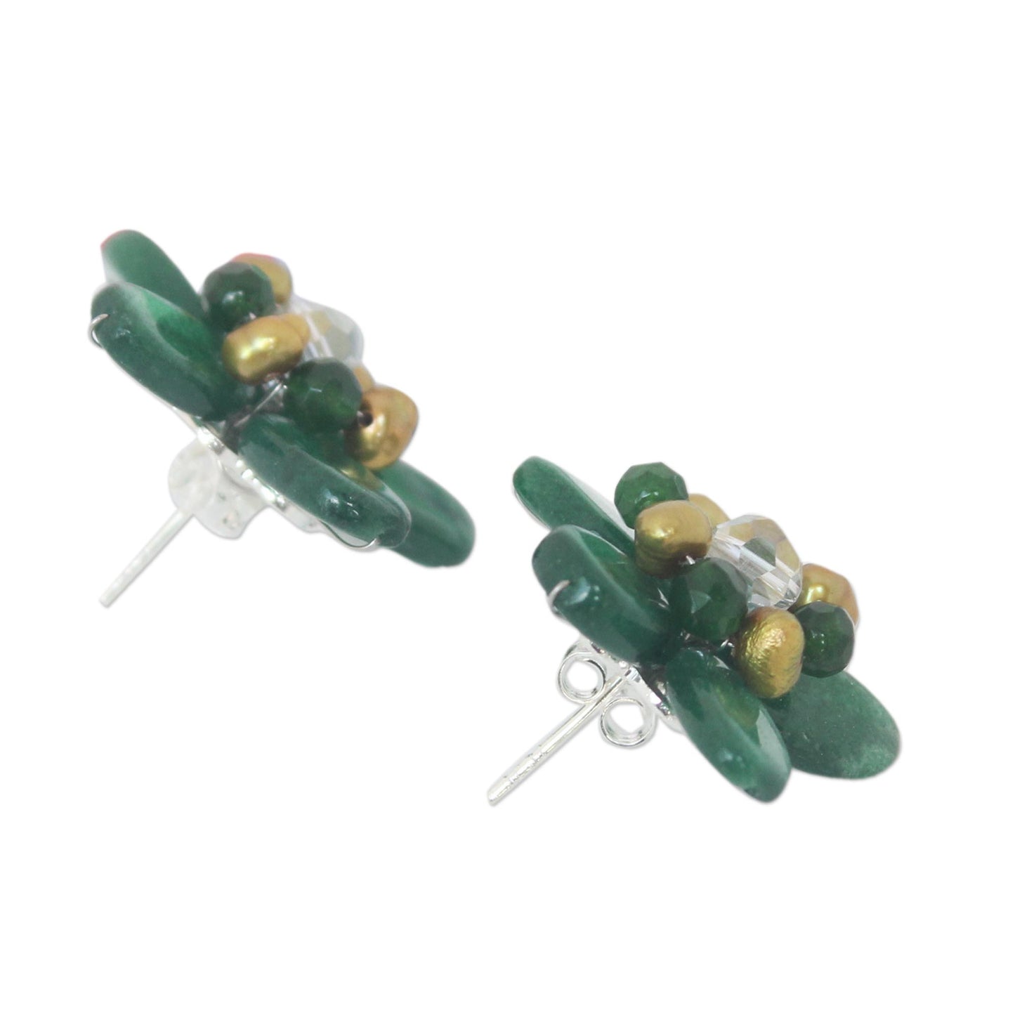 Jungle Flowers Quartz Pearl Beaded Earrings