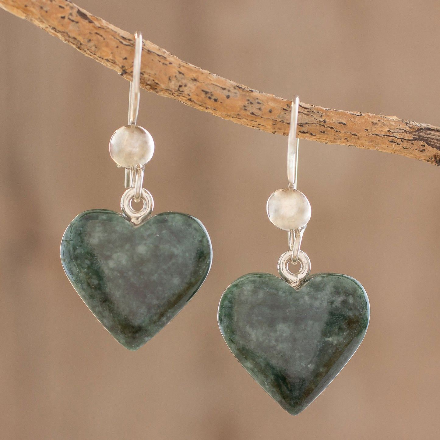 Love Immemorial Jade Heart Shaped Earrings