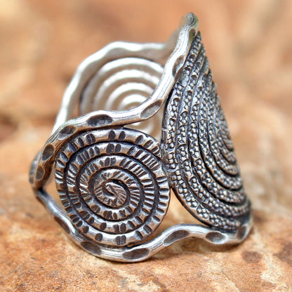 Hill Tribe Moon Handcrafted Sterling Silver Band Ring