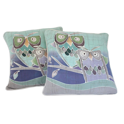 Mischievous Owls Throw Pillow Covers