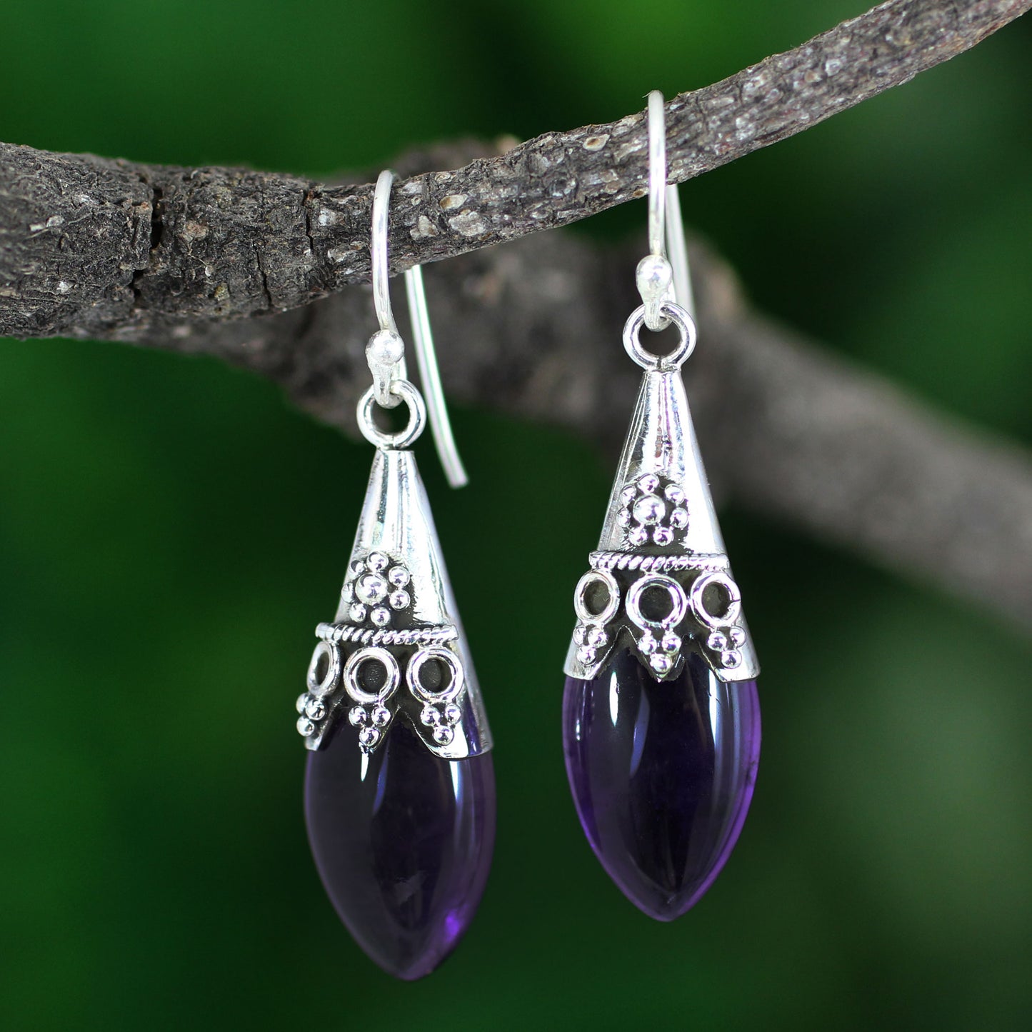 Kerala Princess Amethyst Dangle Earrings