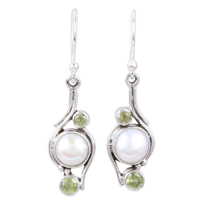 Sweet Dreams India Style Pearls and Peridot Earrings