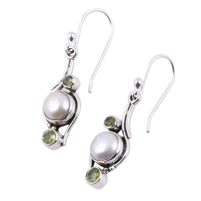 Sweet Dreams India Style Pearls and Peridot Earrings