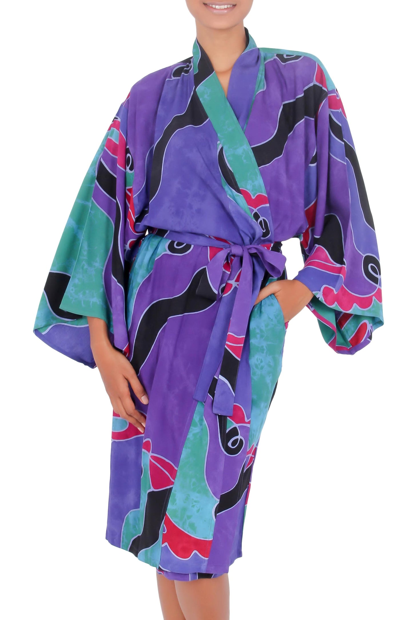 Turquoise Ocean Women's batik robe
