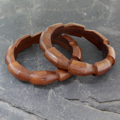 Forest Suns Handmade Wood Bangle Bracelets (Pair)