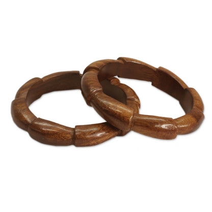 Forest Suns Handmade Wood Bangle Bracelets (Pair)