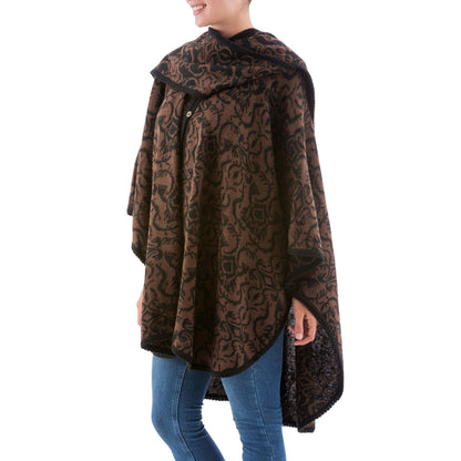 Piura Flora Alpaca Blend Ruana Cloak Poncho