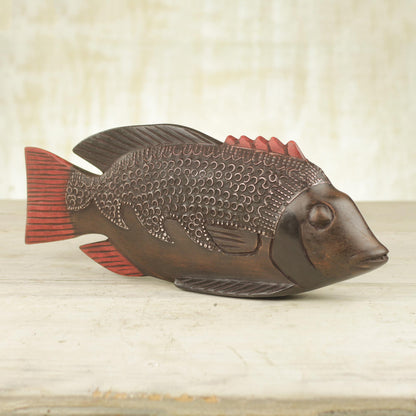 Ga Redfish Unique African Wood Sculpture