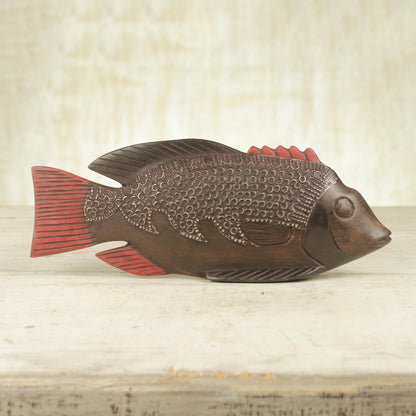 Ga Redfish Unique African Wood Sculpture