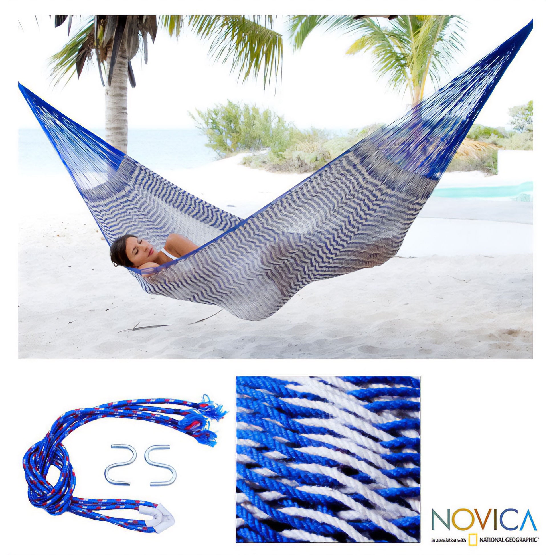 hängematte wave NOVICA Ocean Waves Rope Hammock