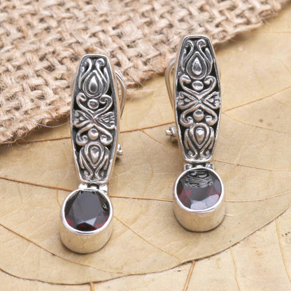 Pura Dalem Garnet and Silver Drop Earrings