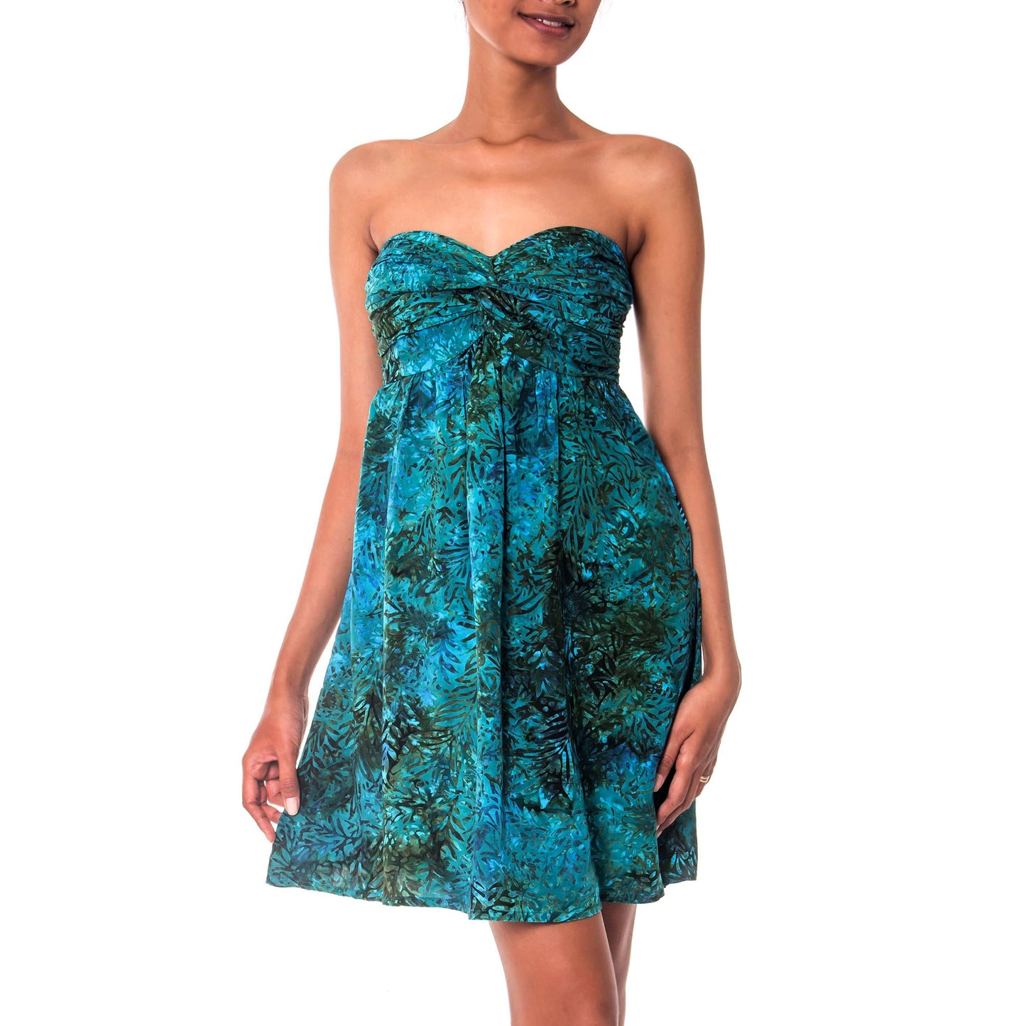 Java Emerald Batik Strapless Dress