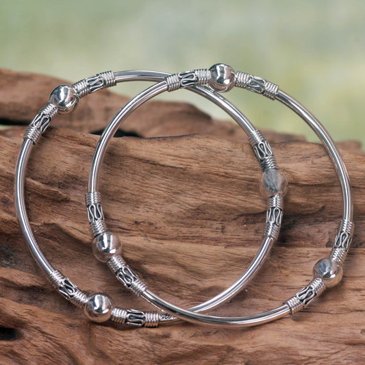 Ubud Moons Sterling Silver Bangle Bracelet