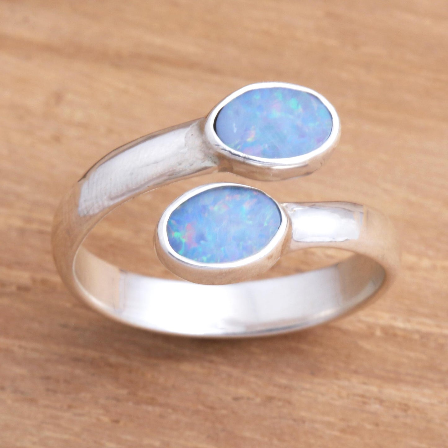 Close to You Unique Indonesian Sterling Silver and Opal Wrap Ring