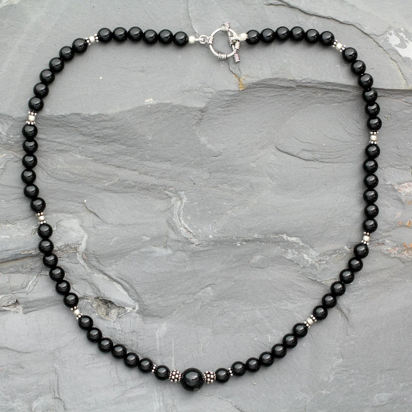 Kerala Night Silver Onyx Necklace